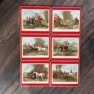Vintage Pimpernel "Fox Hunt" Cork-Backed Placemats (6) Hounds Horses JF. Herring